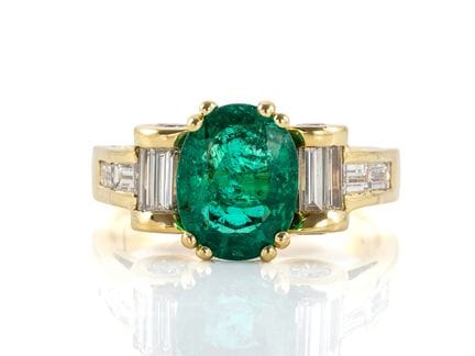Anello con smeraldo finissimo e diamante taglio br