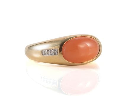 Bague anneau en or jaune 585 avec une pierre de lu