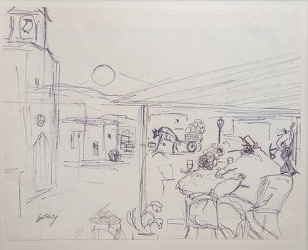 Karl Hubbuch, “Reisebild Frankreich”, tecnica mist