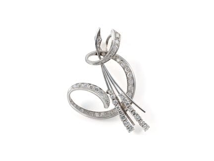 Pendant in 750 White Gold with 54 Brilliant-Cut Di