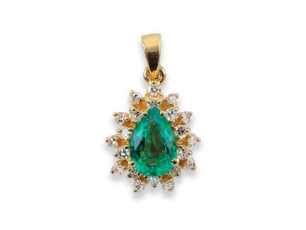 Qualitätvoller Smaragd-Diamant-Anhänger aus 585 Ge