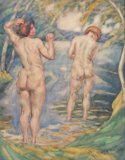Ritratto di nudi: “Le bagnanti”, guazzo, Franz Bec