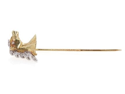 Epingle à cravate tête de cheval, en or jaune et o