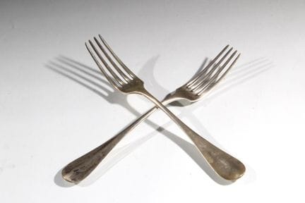 Set di due forchette in argento (punzone: testa di