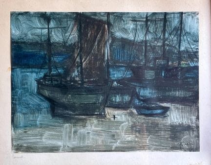 20世纪法国画派。
卡马雷港
木板上刀涂油画。
右下角有签名，左下角有注记。

高 40 厘米
宽 
