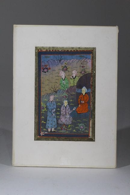 Iran - Qajar Musiciennes au bord d'une rivière 纸本水