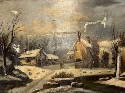 MODERNE SCHULE
Winterlandschaft.
Öl auf Leinwand.

