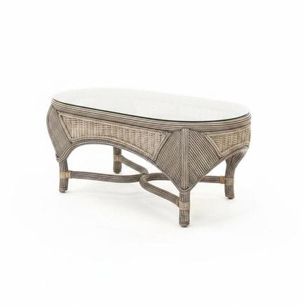 TRAVAIL FRANCAIS
Table basse ovale en bois, rotin 