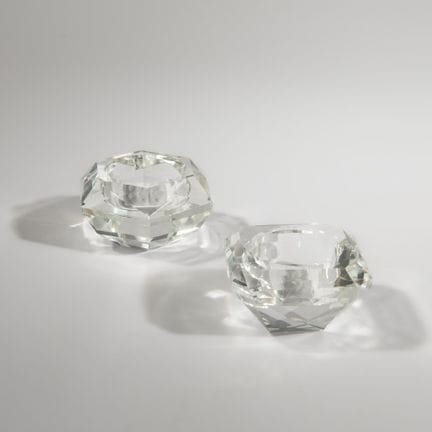 Paire de salerons de table facettés en cristal tai