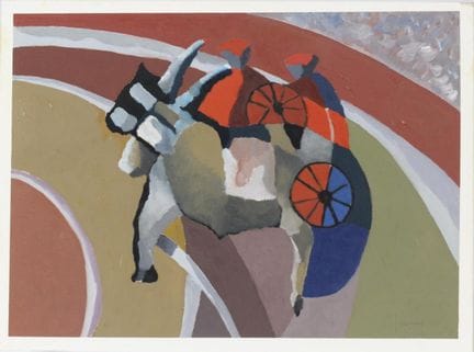 ÉCOLE MODERNE
Scène de tauromachie 
Huile et gouac