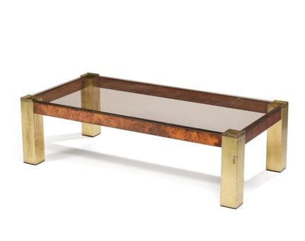 Mesa de centro rectangular con tablero de cristal 