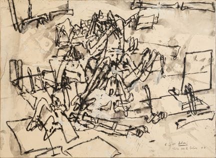 VALERIO  ADAMI Étude sur la torture n° 3   pastel 