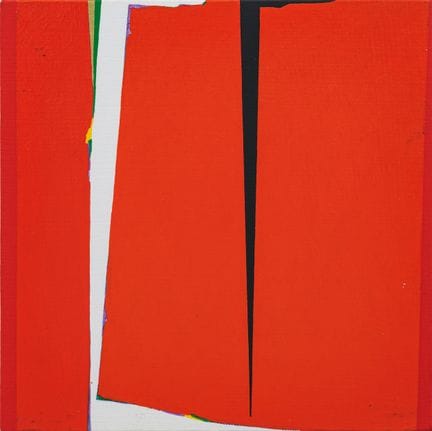 (POPE) - 朱塞佩·加利 《红色画作》 1990年  布面油画 40x40x5 厘米
背面有签
