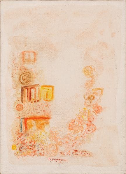 布鲁娜·加斯帕里尼 1978年圣诞节  布面油画 25×18 厘米
画面中央下方有签名和日期，背面有