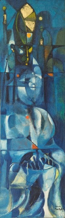 DEDALO MONTALI Composition avec personnage   huile
