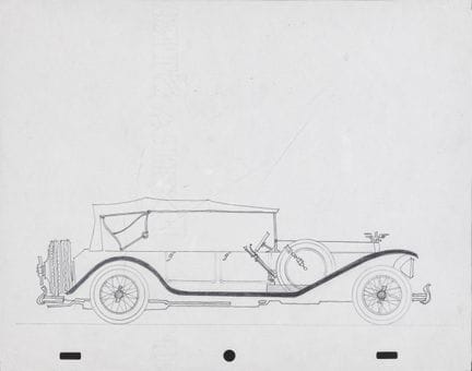 PINO PASCALI Voiture   dessin au crayon sur papier