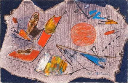 吉诺·莫兰迪斯 作品编号 300   木板油画及综合材料 11.5×18 厘米
右下角签名，背面有签