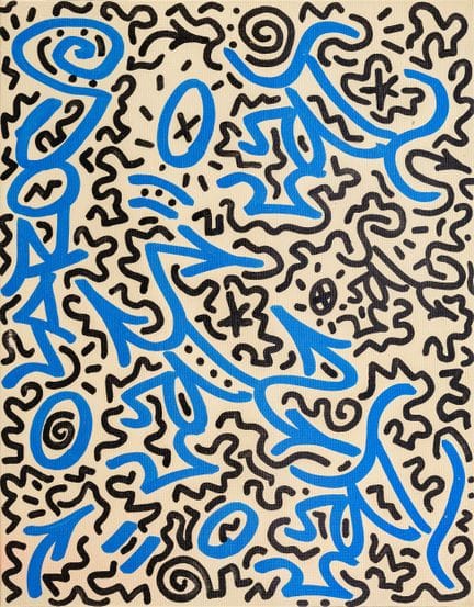 (ORTIZ)  LITTLE ANGEL Black-n-Blue 2022  peinture 