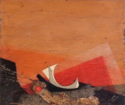 ROBERTO CRIPPA Paysage 1971  huile et liège sur pa