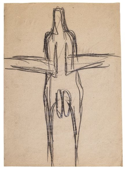 SERGIO RAGALZI Figure humaine 1985  fusain sur pap