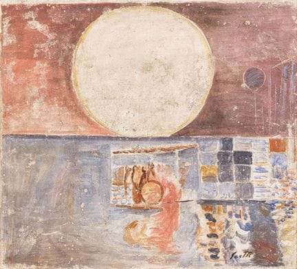 BRUNO SAETTI Landschaft mit Sonne 1974  Fresko auf