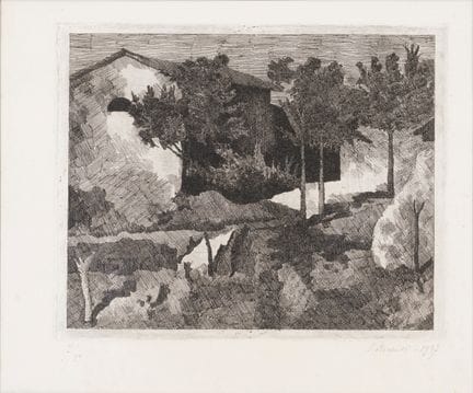 GIORGIO MORANDI Landscape of the Poggio 1927  etch