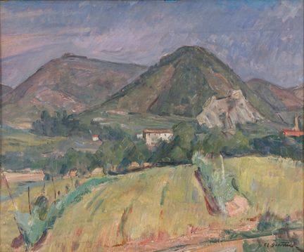 MARIO DISERTORI Landschaft   Öl auf Holztafel, 49 