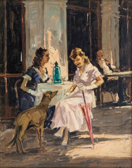 COSIMO PRIVATO « Coffee chatter »   huile sur toil