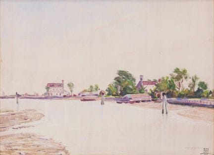 DINO MARTENS Lagunenlandschaft 1958  Öl auf Holzta