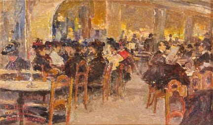 RAFFAELE TAFURI Au café   huile sur carton, 10 x 1
