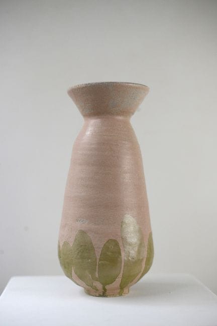 Juliette Teste
Pink Vase with Palm Leaf Design 
Gl