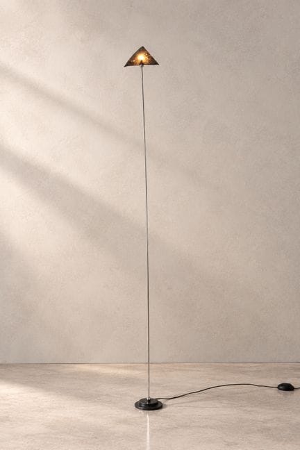 Sculptural postmodern-style floor lamp with a tria