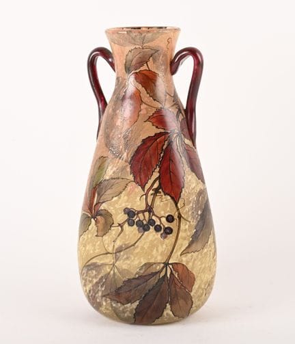 LEGRAS. Vaso "anfora" in vetro sfumato con decoraz