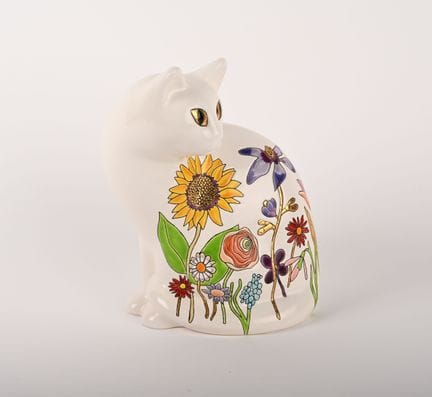 LONGWY "Bucolico" 
Gatto in maiolica con smalti po