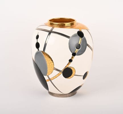 LONGWY "Moon" 
Vaso in maiolica con smalti policro