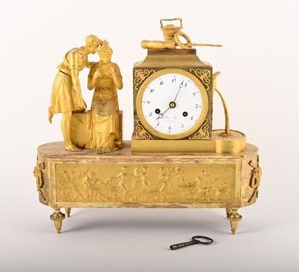 Pendeluhr aus ziselierter und vergoldeter Bronze. 