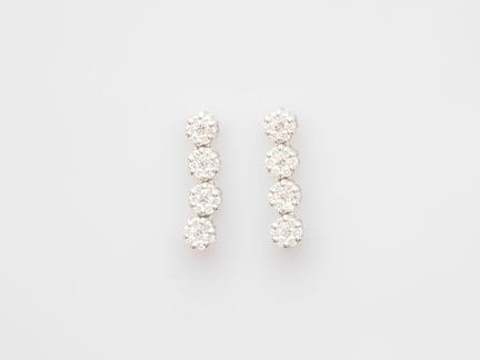 Par de pendientes de oro blanco 750°/°° (18K), eng