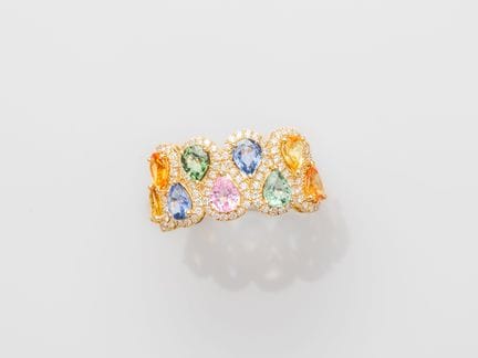 Anillo tipo diadema de oro amarillo de 750°/°° (18