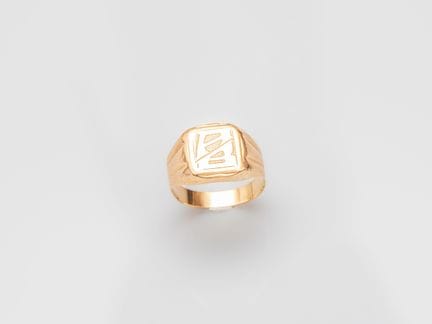Anillo de sello de oro amarillo de 750°/°° (18 qui