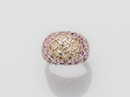 Anillo de bola de oro blanco de 750°/°° (18K), eng