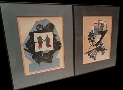 阿兰·勒·亚旺（1940）《抽象》，2幅混合媒介纸本作品。可见尺寸42 x 30 厘米