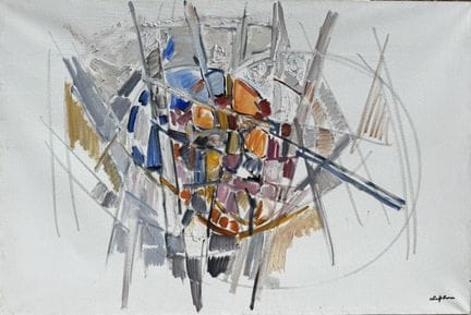 安德烈·拉芬（1927-2005）《抽象构图》，布面油画，右下角签名，大尺寸。