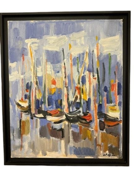安德烈·拉芬（1927-2005）《港口》，布面油画，右下角签名。61x50 厘米