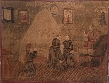 装饰有宗教场景的挂毯。112x146 厘米。18 世纪？