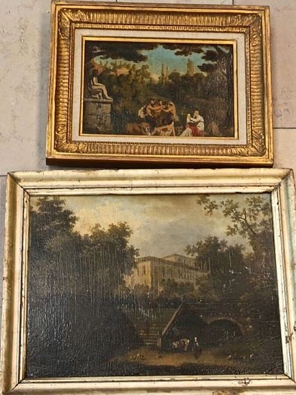 Cpt 套装：19世纪法国画派作品《仿古动态场景：萨提尔之舞》，油画板。14.5 x 20 厘米； 