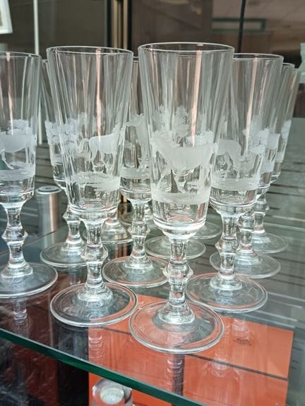12 flûte da champagne in cristallo inciso con il m