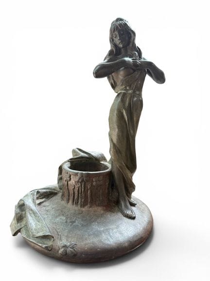 Jugendstil-Objekt – Linsenförmige Vase aus Blei od