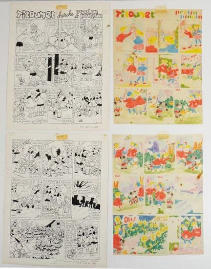 MARIE-MAD（即玛丽-玛德莱娜·布尔丹）。《佩林与平平》：4个《蒂图内》故事的原画。  196