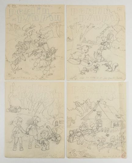 [RABILLER (Jeannette)]. Perlin und Pinpin: 6 Entwü