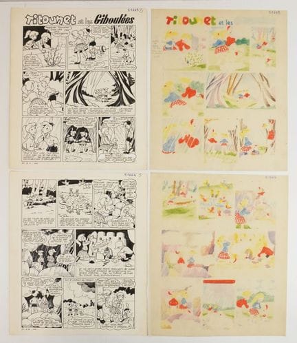 玛丽-玛德（玛丽-玛德莱娜·布尔丹，通称）。《佩林与平平》：16个《蒂图内》故事的原画。  1957